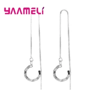925 sterling siver simple crystal drop earrings for women girls party trendy jewelry wholesale