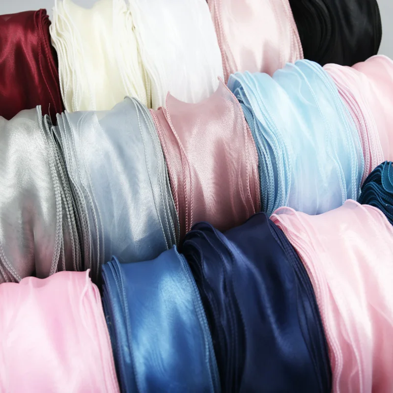 

50mm Width Wave Silk Organza Ribbon Bow Material For Hair Ornament Handwork DIY Gift Wrapping Decoration Lace Ribbons