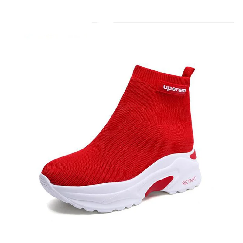 Женские ботинки с высоким голенищем эластичные на толстой подошве Новинка 2019