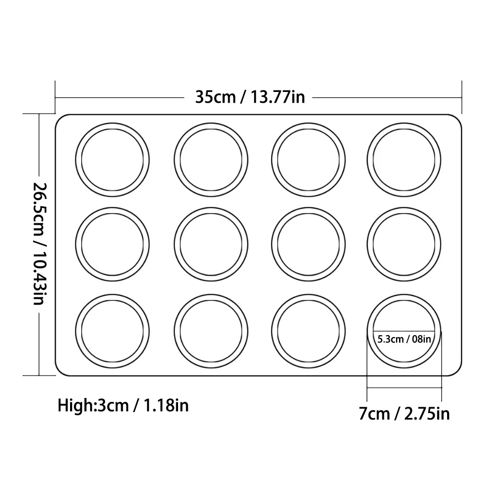 

1PC 12 Cavity MINI Non Stick Pan Bakeware Mini Cakes Baking Tray