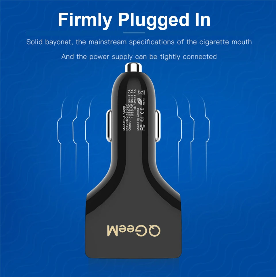 QGEEM 4USB QC 3,0 Автомобильное зарядное устройство Быстрая зарядка 3,0 Зарядка для телефона Автомобильное быстрое зарядное устройство 4 порта USB Автомобильное портативное зарядное устройство для iPhone Xiaomi