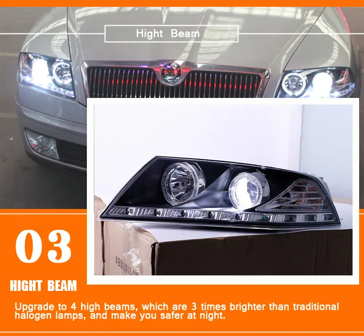 Автомобильный стиль светодиодный фары для Skoda octavia 2007-2009 для octavia Головной фонарь светодиодный DRL Объектив двойной луч H7 HID Xenon Биксеноновые линзы