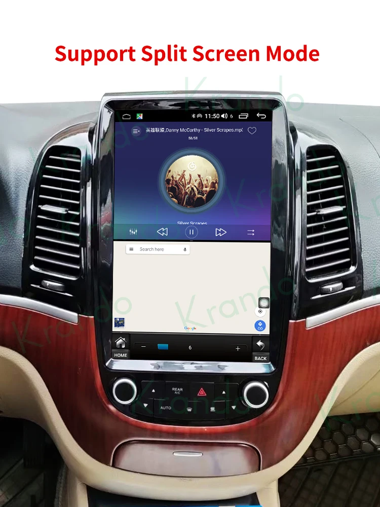 구매 Krando 안드로이드 10.0 6G 128G 12.1 테슬라 스타일 수직 자동차 라디오 현대 산타페 2006-2012 헤드 유닛 무선 Carplay