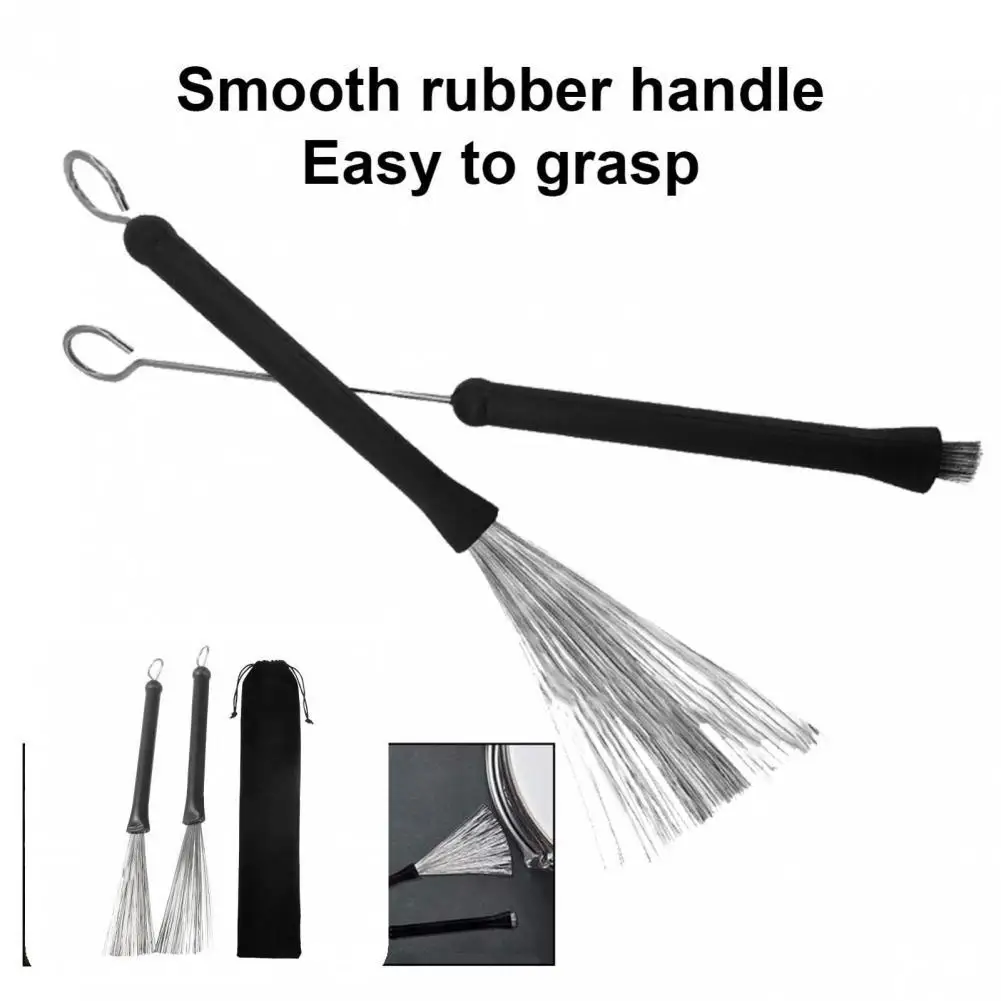 

1 Pair Drum Brush Stick Versatile Compact Wear-Resistant for Band Wire Drum Brush Drummer Brush