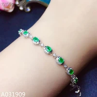 kjjeaxcmy boutique jewelry 925 sterling silver inlaid natural emerald gemstone ladies bracelet support detection trendy
