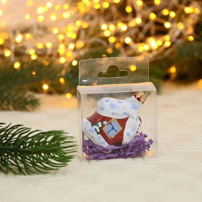 Ёлочная игрушка Избушка ручная роспись 5 8х4 3х2 8 см красный 7124079 | Дом и сад