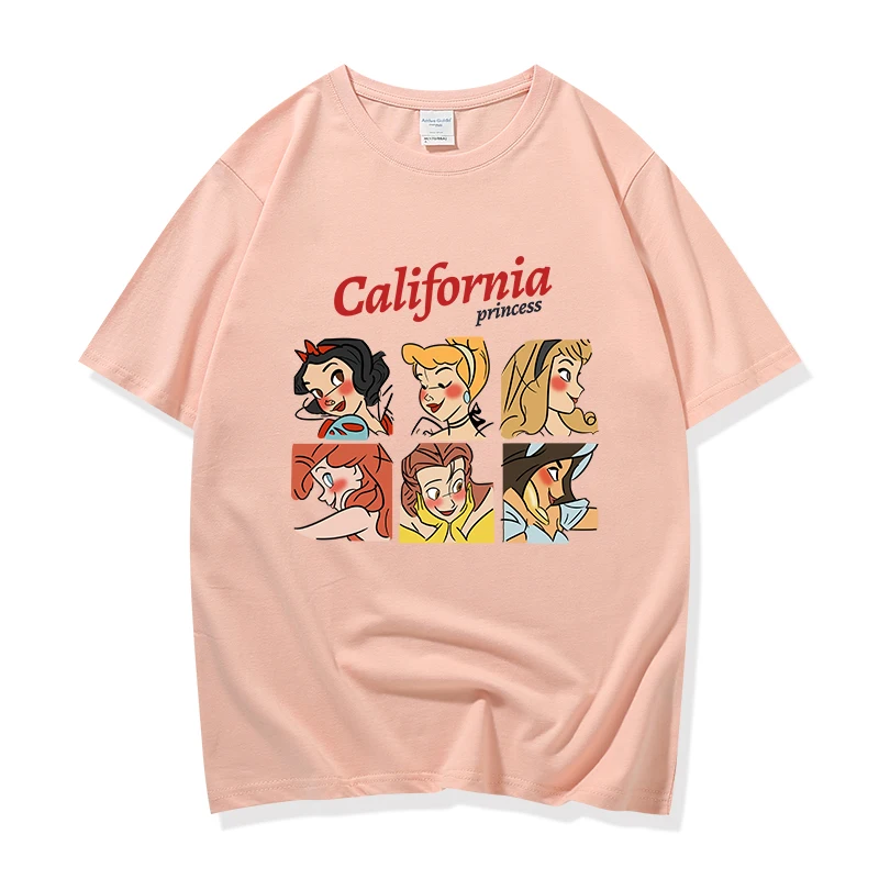Футболка Принцессы Диснея Белоснежка Золушка надпись Ариэль мультяшный принт