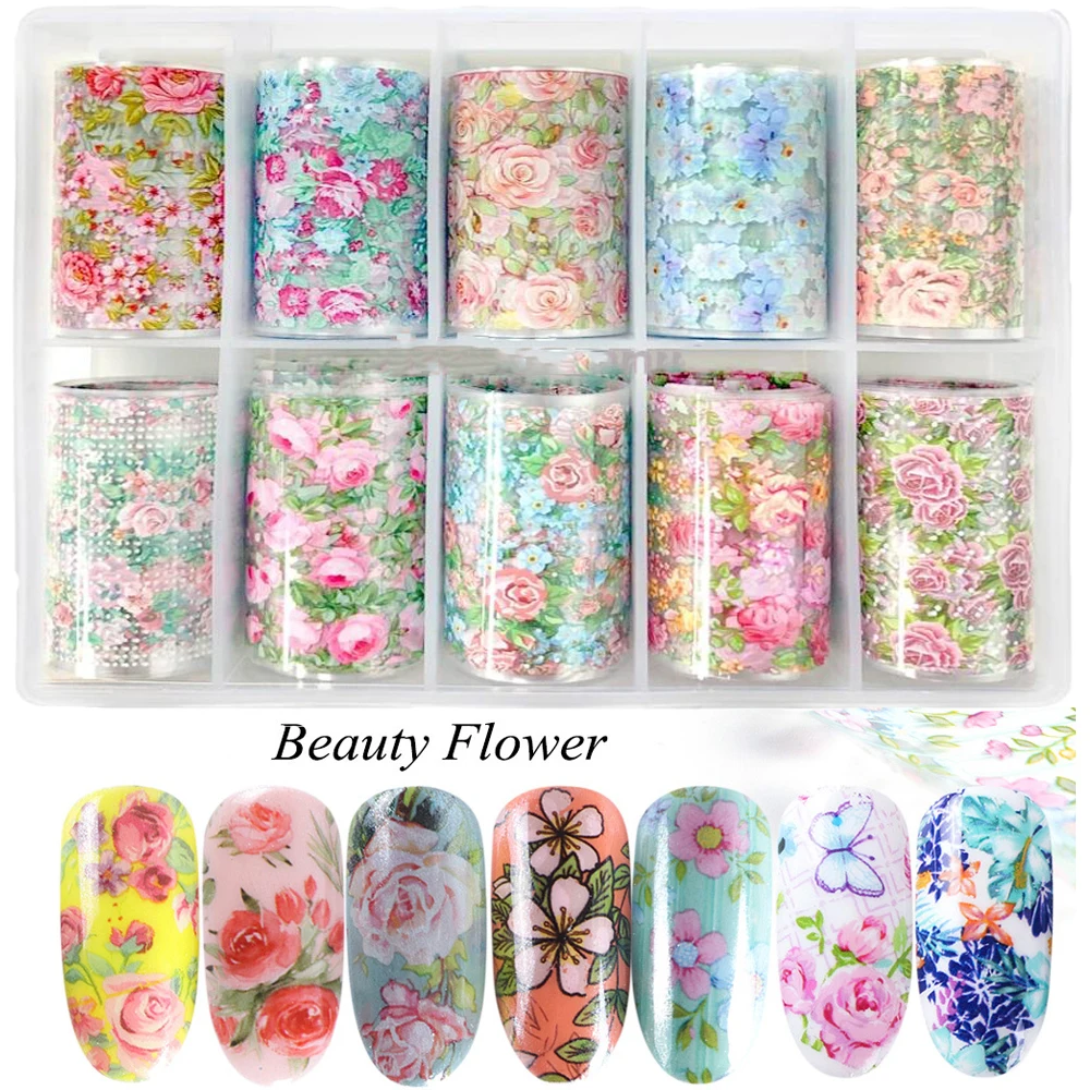 10 рулонов/Набор для наращивания ногтей Звездное Фольга Стикеры Mix-Цвет 4x10 0