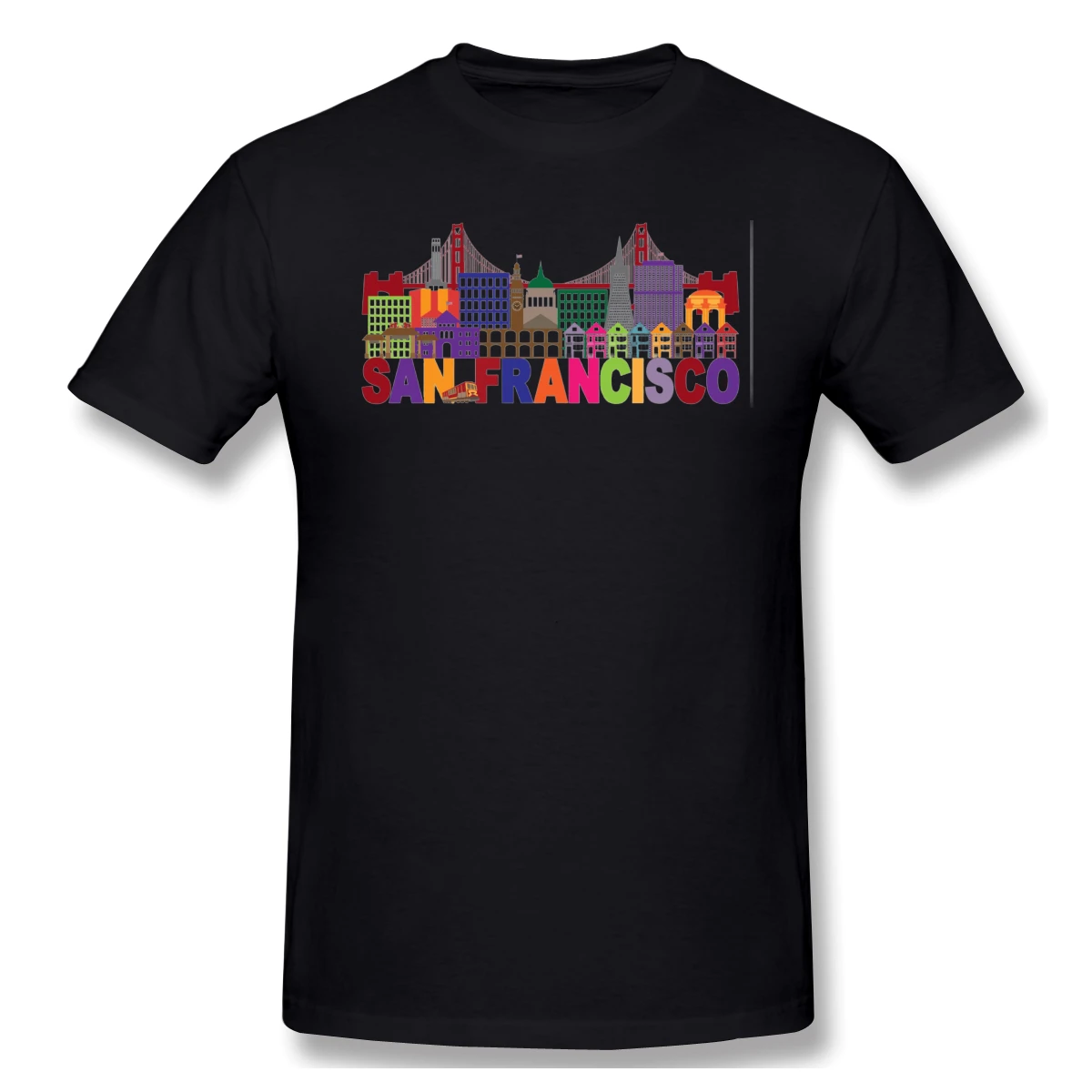 

Man San Francisco Skyline And Text Colorful Art,City, Skyline Cat , Cityscape home Funny shirt