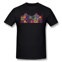 man san francisco skyline and text colorful artcity skyline cat cityscape home funny shirt
