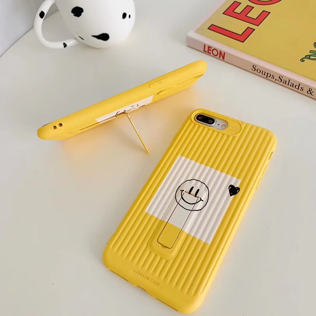 INS Korea cute simple fashion yellow cheese smiley phone case for iPhone Xs MAX Xr X 6 6s 7 8 plus Interesting soft back cover |
