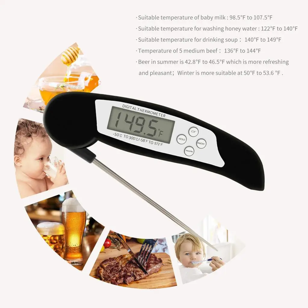 

Цифровой термометр для мгновенного считывания мяса, Кухонный Термометр для приготовления пищи, конфет, термометр для масла, глубокой жарки,...