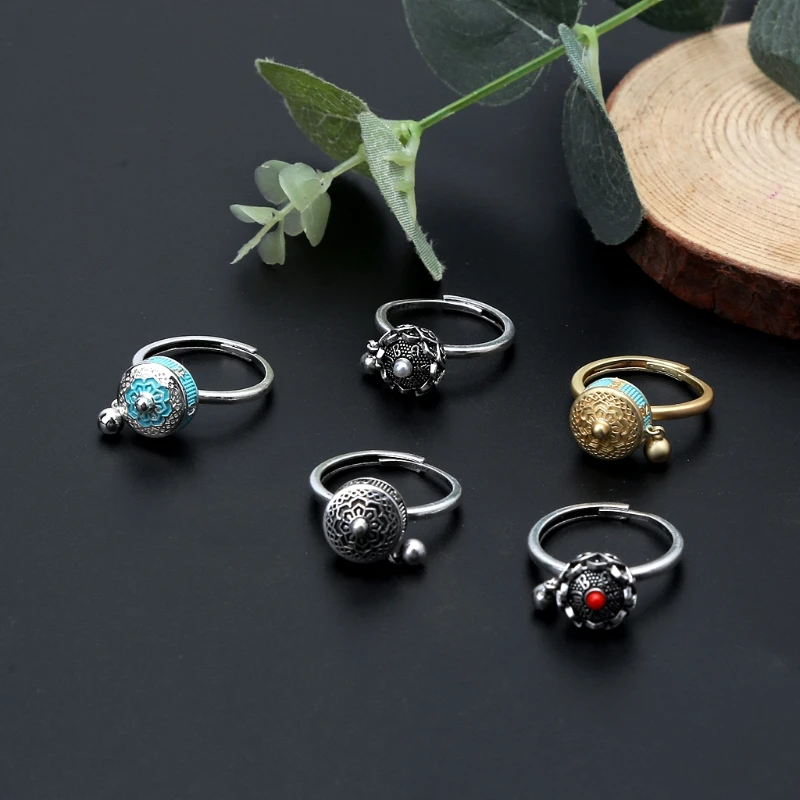 Вращающиеся кольца тибетско буддистские молитвенное кольцо Ом мантра на палец