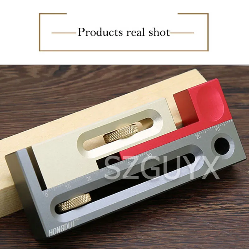 

Table saw slot adjuster mortise and tenon tool Woodworking movable measuring block Tenon length compensation