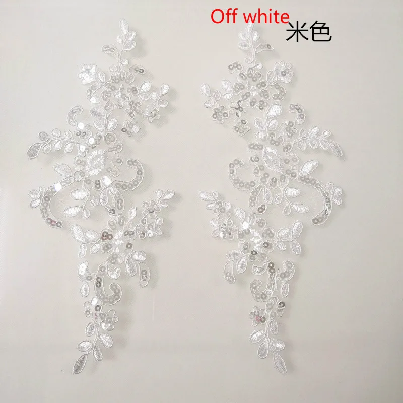 Off white 10 шт./партия, автомобильная пара, цветок, блестки, свадебное шелковое с аппликацией, украшение, головной убор, кружевная нашивка, свадебная одежда, аксессуары - Цвет: Off white