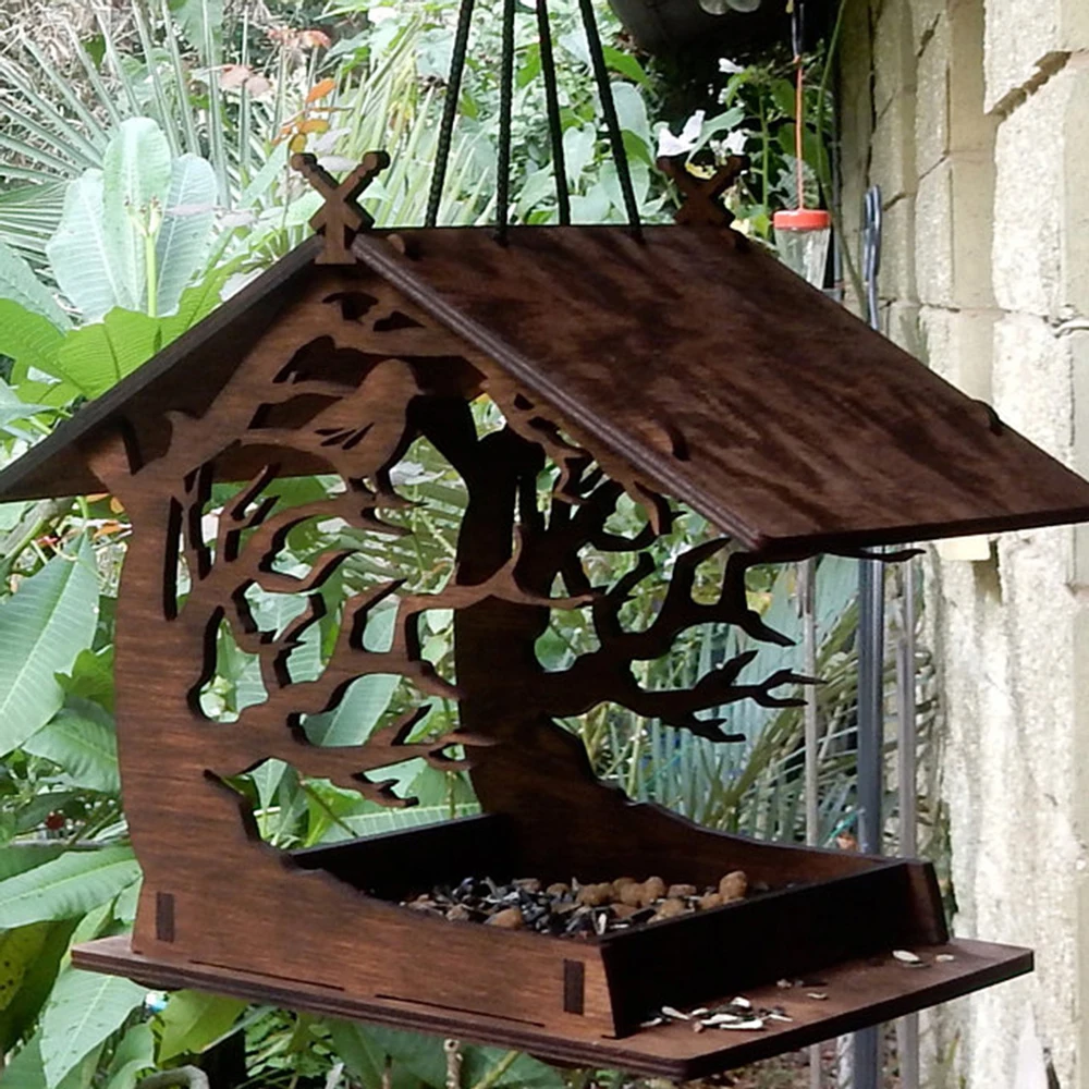

Natural Wooden Hanging Bird Nest Bird Cage With Lanyard Creative Outdoor Nest Bird House Garden Decor DIY Assembled Pet House