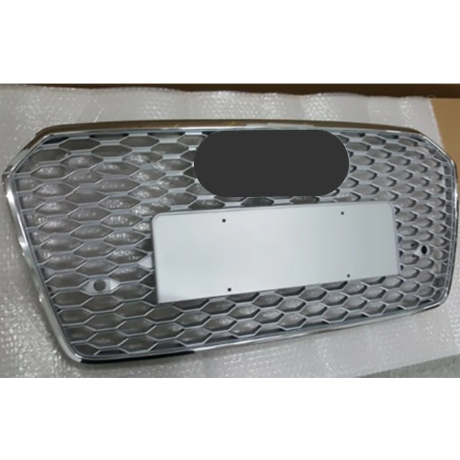 

For RS7 Style Front Sport Hex Mesh Honeycomb HoodGrill Silver for Audi A7/S7 2016-2019 Car Accessories