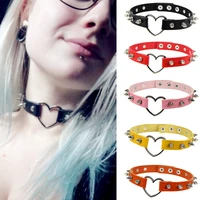 2020 new fashion necklaces for women gothic punk style harajuku alloy heart rivet pendant pu leather choker necklaces jewelry