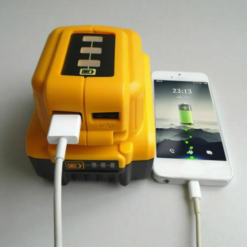 Фото Зарядное устройство с USB-преобразователем для Dewalt 14,4 в 18 в 20 в, преобразователь литий-ионных аккумуляторов DCB090, двойной USB-адаптер для зарядк... №4