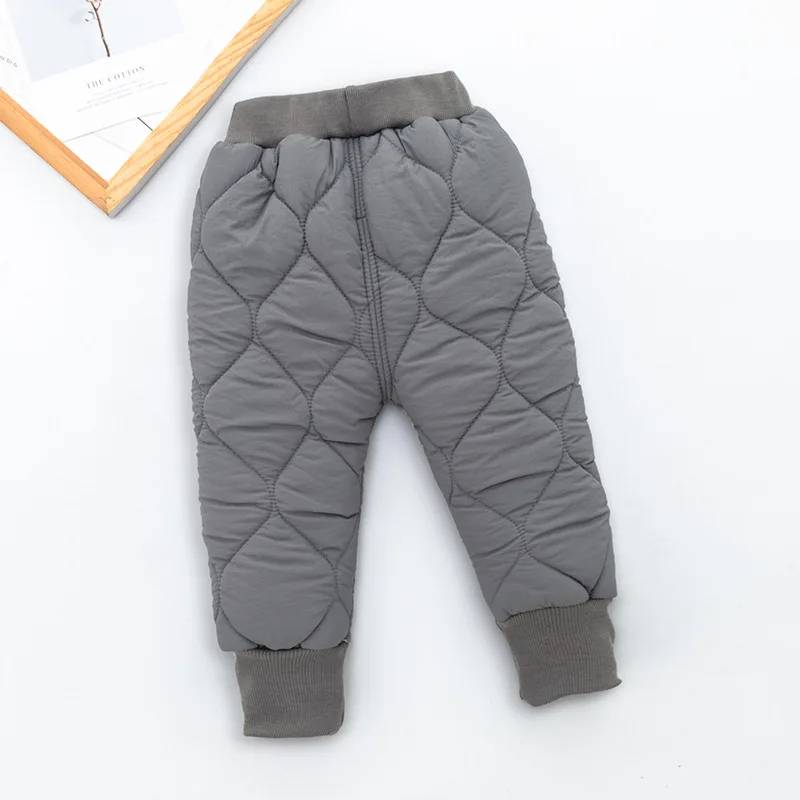 VFOCHI Boy Girls Winter Down Pants Velvet Lining Pants Stretch Waist Kids Pants Warm Children Trousers Baby Boys Thicken Pants