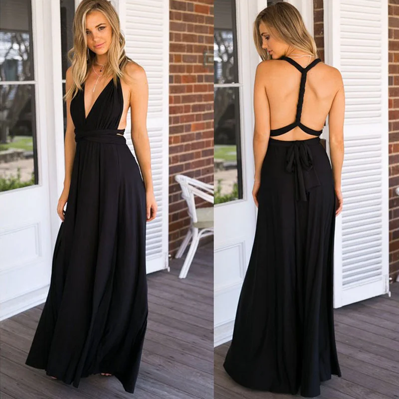 

Multi Wear Rope Cross Open Back Sexy Bandage Long Dress Multiple Colors Available The New Listing Time Limited For Fashion Lady