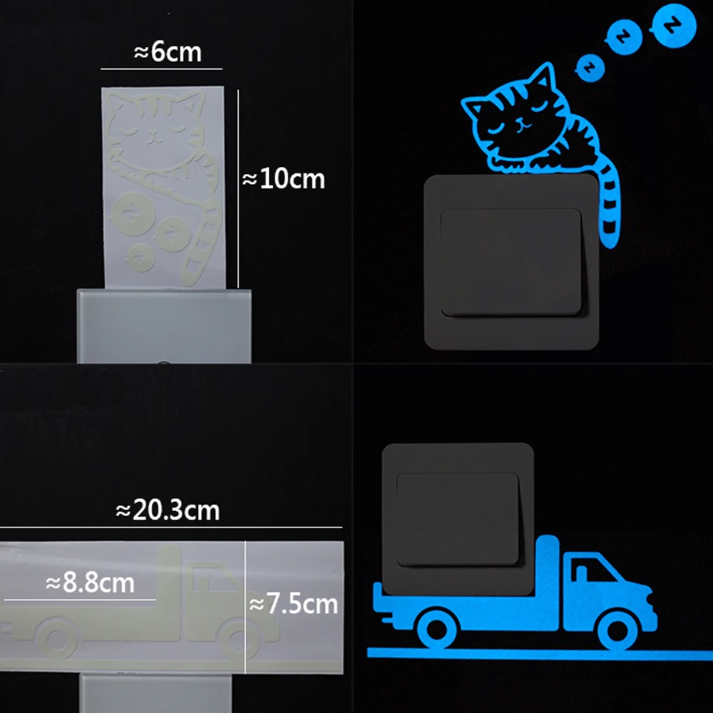 1 шт. наклейка мультфильм Синий Светящиеся звезды и луна Кот Бабочка