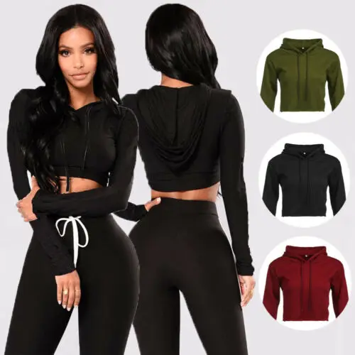 Hot Sale Casual Hoodies Women Jumper Bodycon Sweatshirt Ladies Slim Crop Top Elegant Coat  Streetwear Pullover Tops Plus Size
