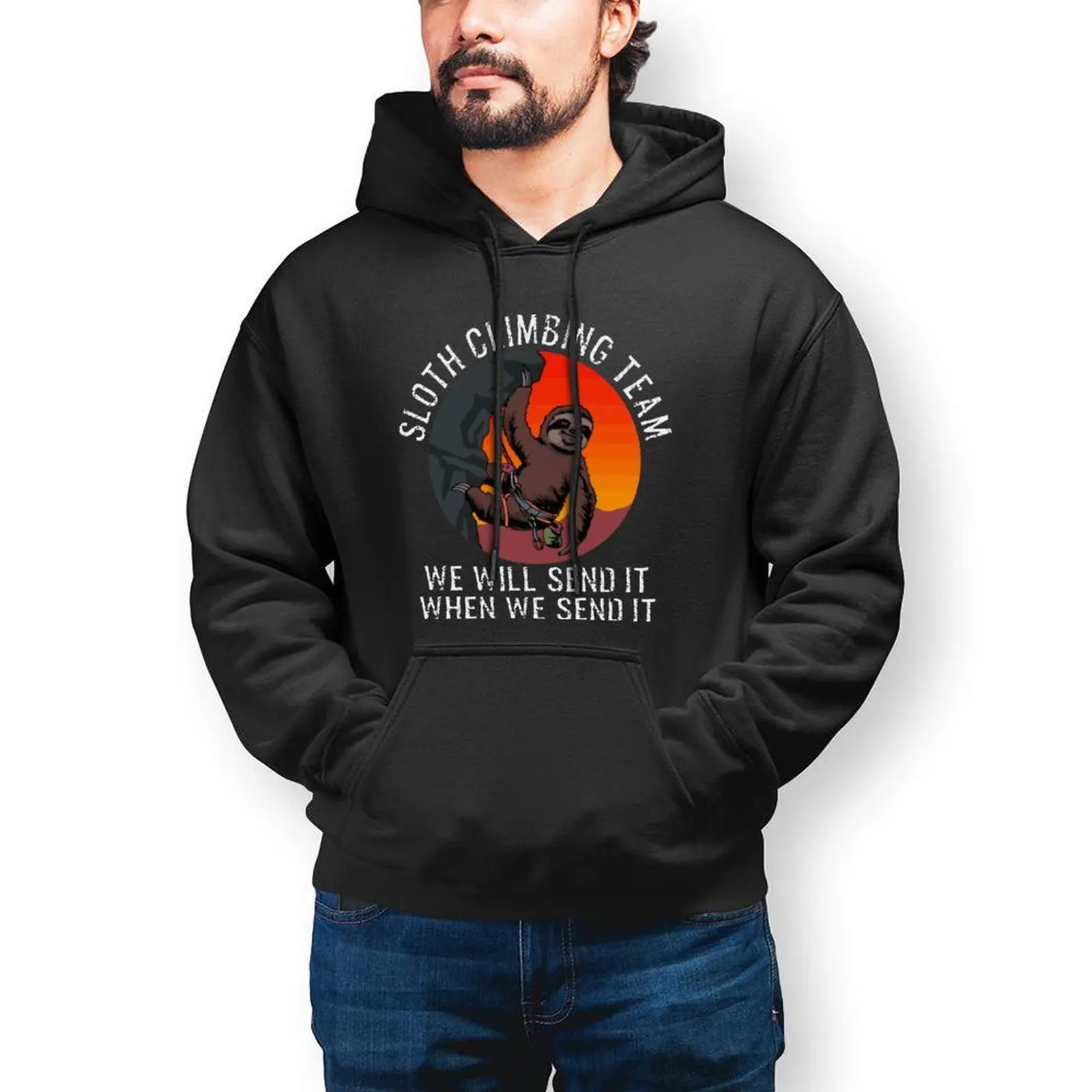 

Sloth Hoodie Nice Long Sleeve Cotton Hoodies Mens Warm Streetwear Pullover Hoodie XXXL