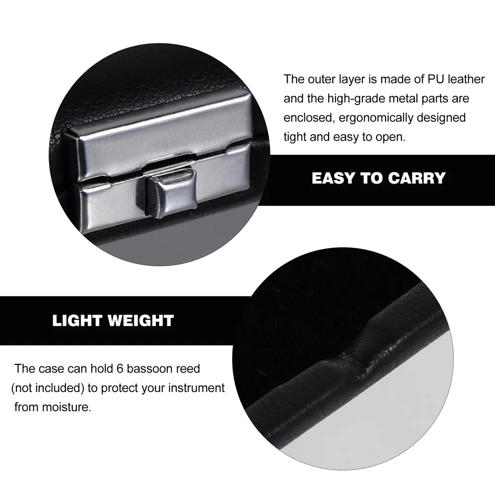 

Bassoon Reed Case PU Leather 6 Slots Metal Lock Buckle Bassoon Reed Container