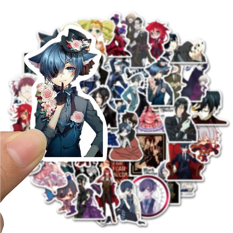 Набор наклеек Black Butler Japan Anime (10/50 шт.) для мотоцикла, скейтборда, ноутбука, телефона, гитары, сноуборда, автомобиля, игрушек.
