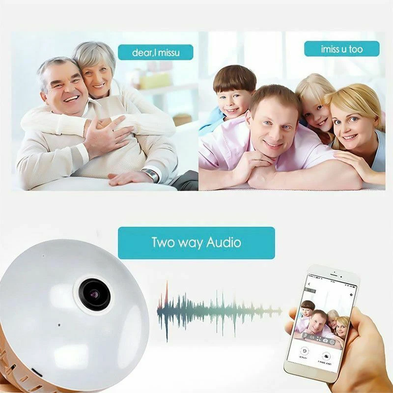 1080P HD Wifi IP камера панорамная 360 двухсторонняя o лампа светильник E27 IR Cut мини