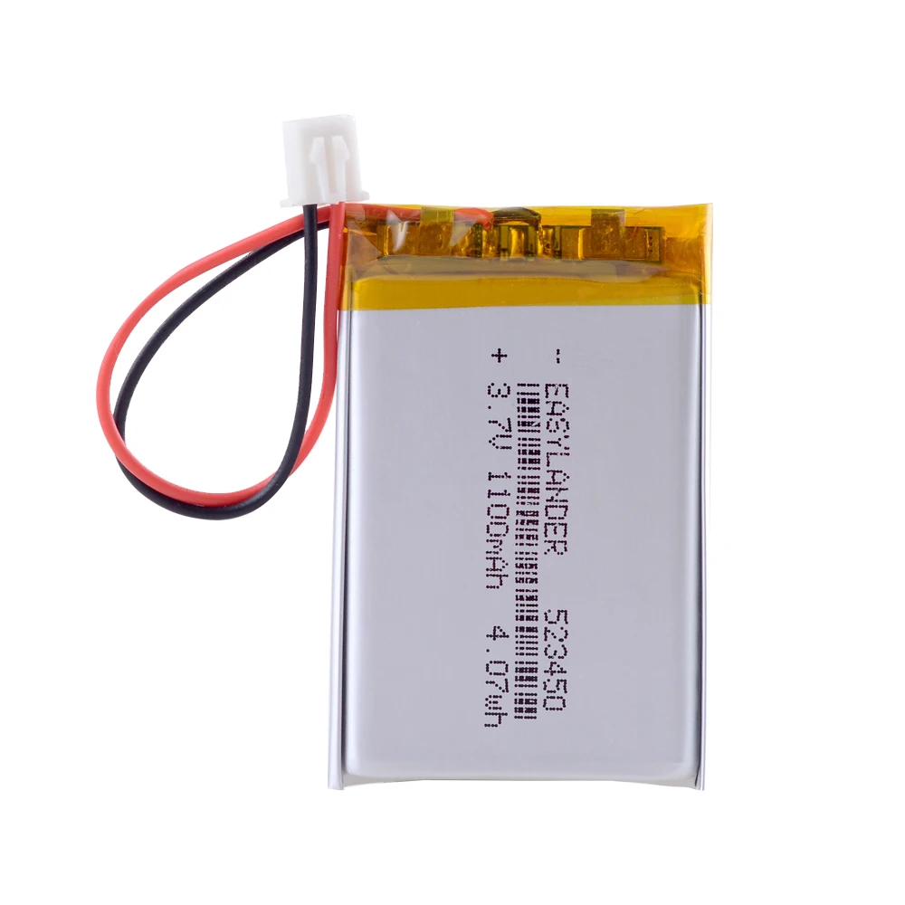 

1100mAh 3.7V 523450 JST XHR 2.54 2pin plug Polymer Lithium Battery For GPS DVD MP3 MP4 Led Lamp speaker camera recorder 543450