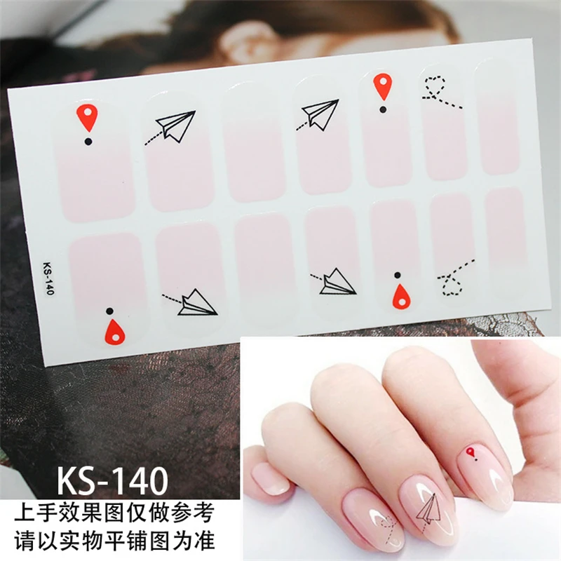Наклейка для ногтей с полным покрытием цветочным узором и линиями