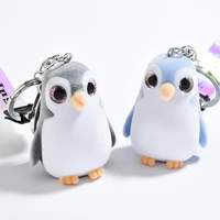 kawaii cartoon pvc flocking penguin key chain mobile phone key chain ring parts gift christmas gift car pendant