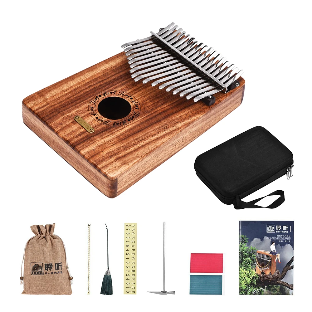 LINGTING K17Y 17-key Portable finger Piano Kalimba Mbira Sandalwood Solid Wood with Storage Bag Carry Case Music Book Stickers - купить по