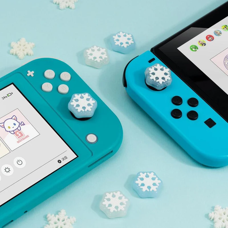 

Shaped Snowflake Thumb Stick Grip Cap Joystick Protective Cover For Nintendo Switch NS Lite Joy-con Controller Thumbstick Case