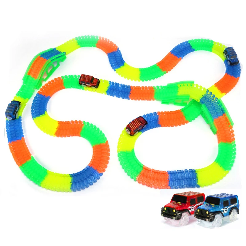

Railway Magical Racing Track Play Set DIY Bend Flexible Race Track Electronic Flash Light Car Toys For Children
