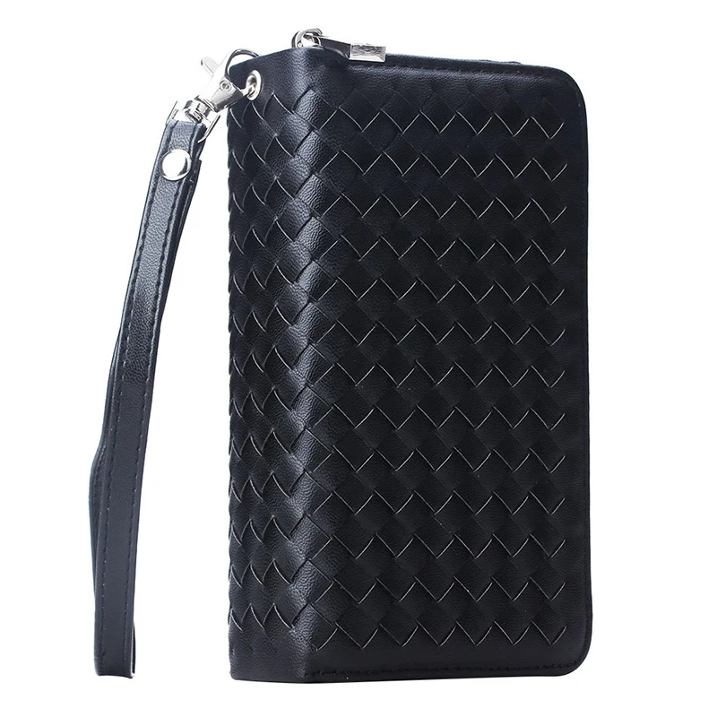 Weave Zipper Cash Slot PU Leather Wallet Case Cover for iphone X XS Max XR 8 7 6 6S Plus |