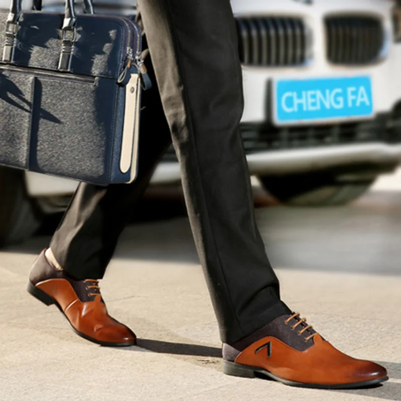 

Genuine Leather Shoes Men Oxfords Cowhide Men's Casual Shoes Man Business Shoes Classic Brand Footwear KA379