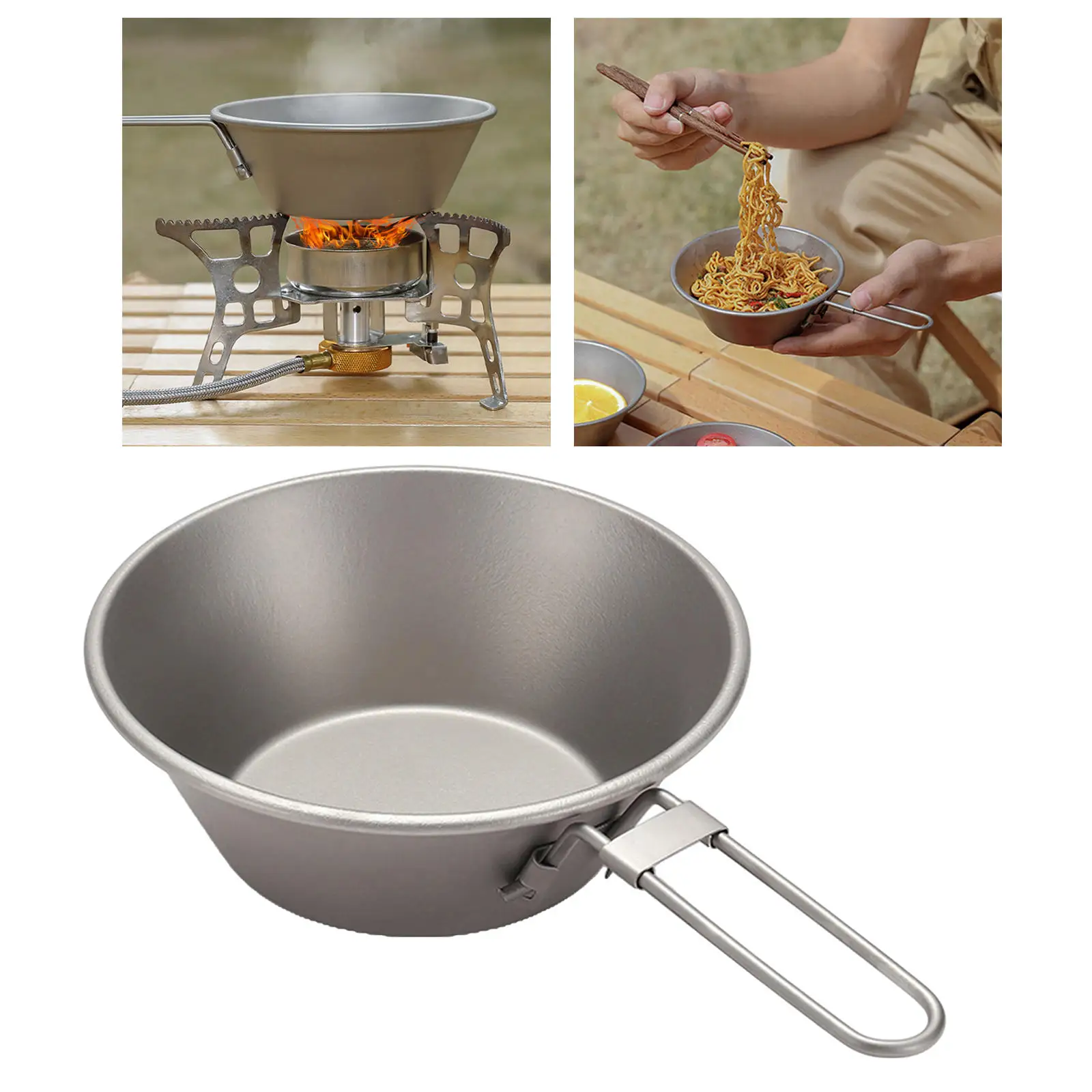 

300 мл титановая чаша со складной ручкой столовая посуда легкий Пикник Туризм