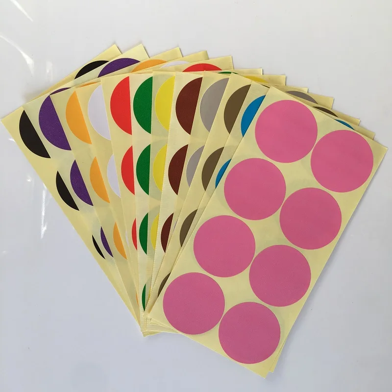 

Size 50mm DIY Circle Stickers Colorful Writing Round Sticker yellow Dots Multi Color Circle Paper Tag