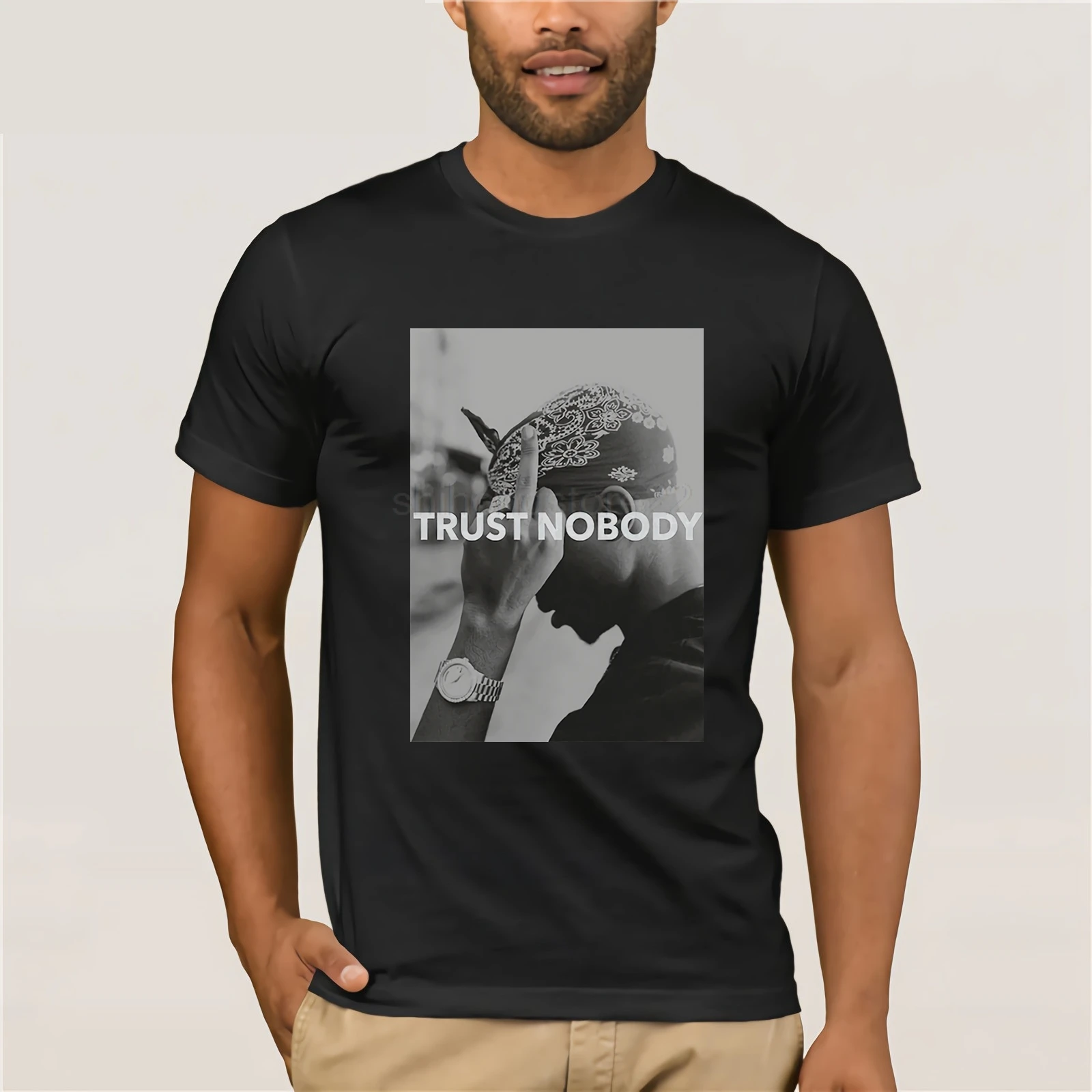 Tupac 2 Pac Shakur Trust Nobody забавная футболка для мужчин с коротким рукавом 100% хлопок