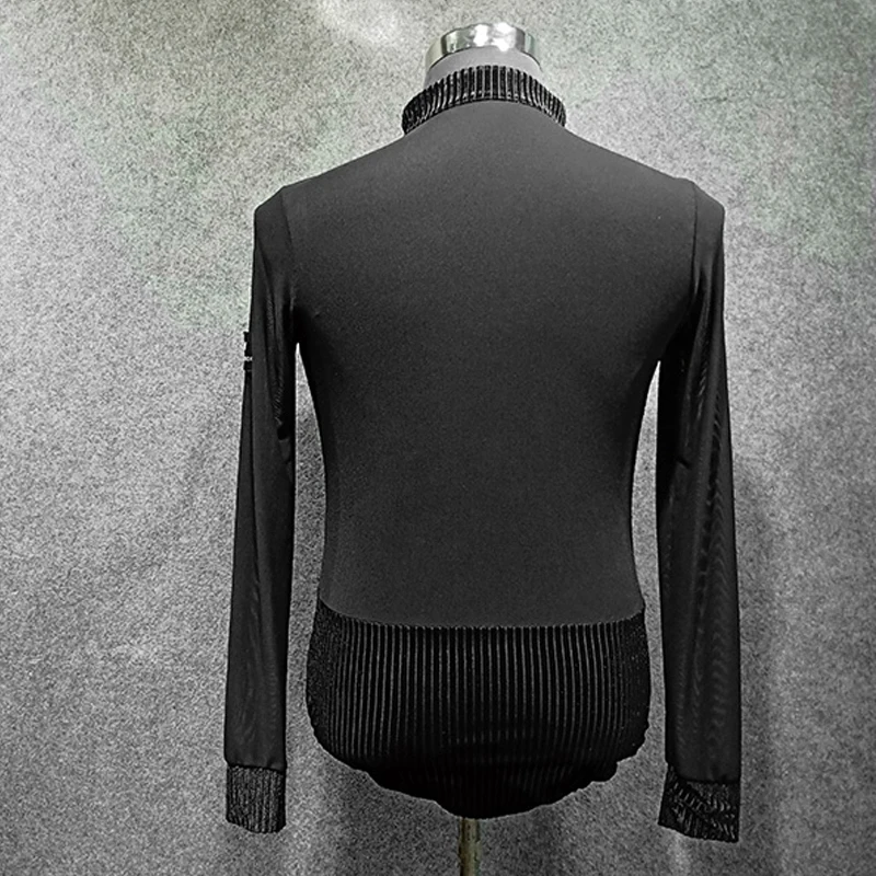 Мужской Топ для латиноамериканских танцев белая и черная бархатная рубашка с