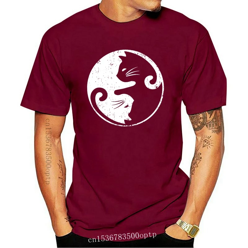 

Cats Yin & Yang T-Shirt And Circle Symbol Sign Fun Lover Love Breathable Tee Shirt