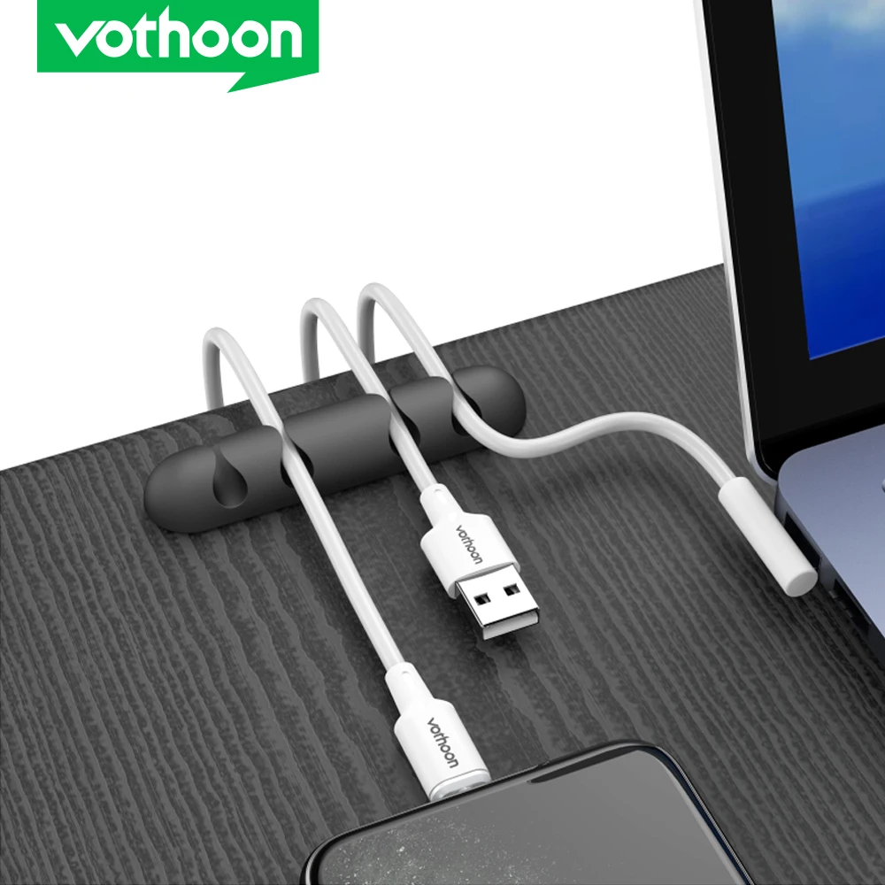 

Vothoon Cable Organizer Silicone USB Cable Winder Flexible Cable Management Clips Cable Holder For Mouse Headphone Earphone