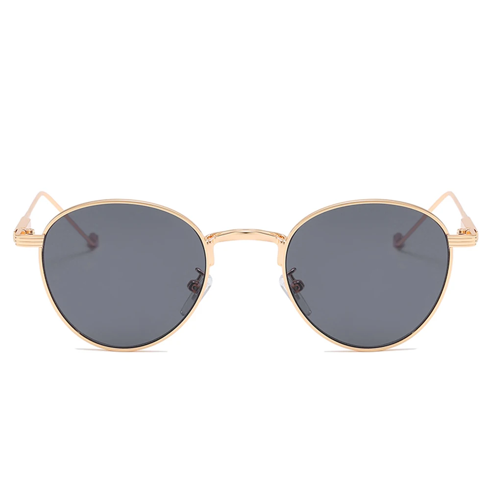 Женские и мужские солнцезащитные очки с металлической круглой оправой золотисто