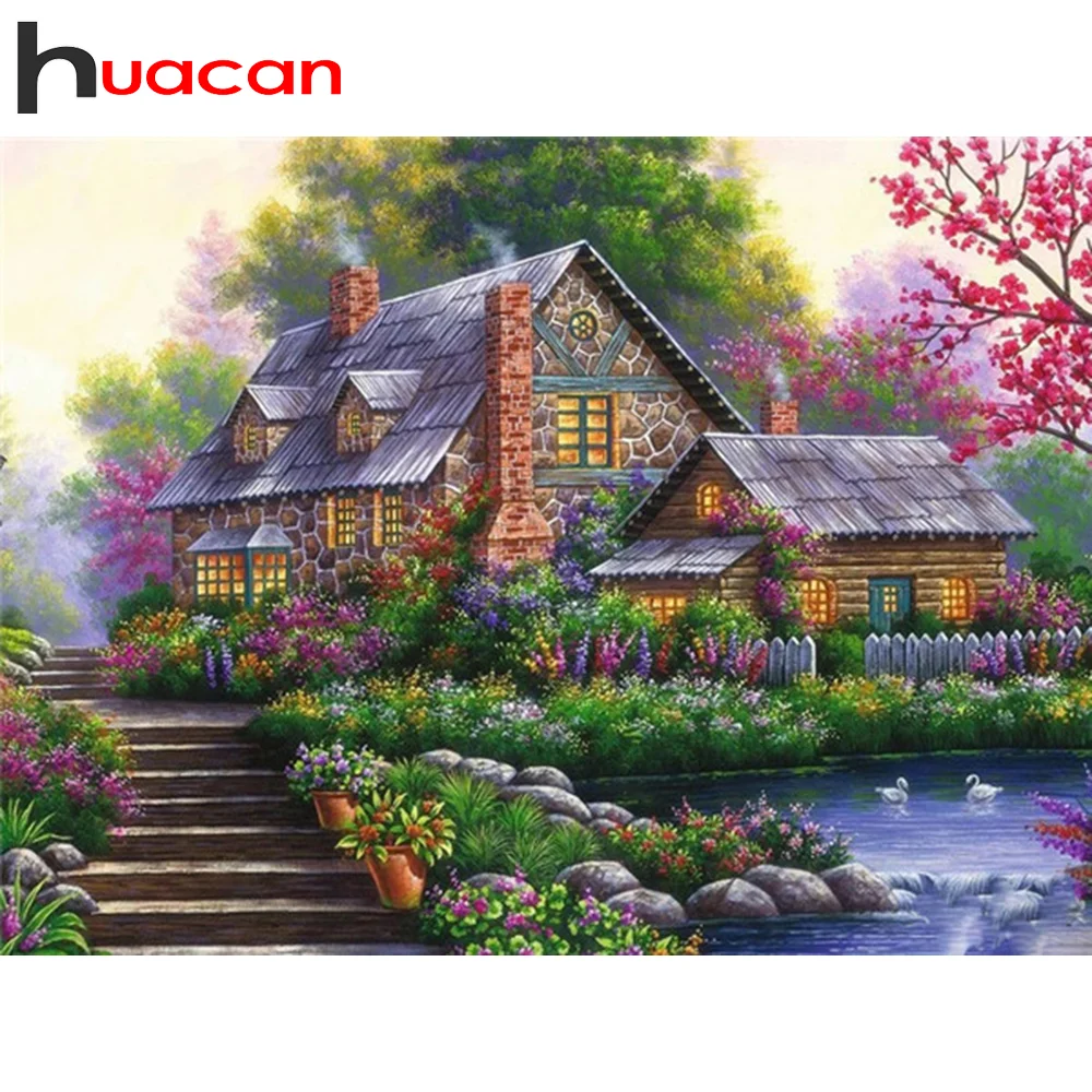 

Huacan круглая/квадратная Алмазная вышивка, картина для оформления дома