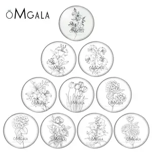 Черно-белая одежда с ручной росписью цветы 12 мм14 мм16 мм18 мм20 мм25 мм кабошоны круглые фото Стекло кабошон демо с плоской задней частью, украшения своими руками