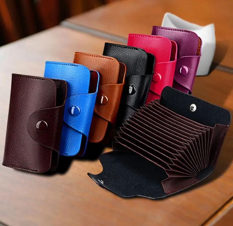 Модный кошелек из натуральной кожи для мужчин и женщин кредитница с кармашком