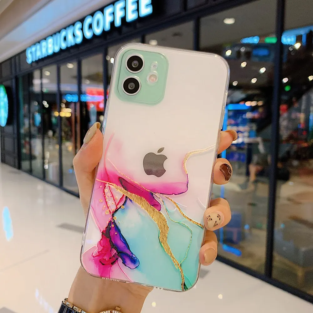 

Новый чехол для телефона с акварельным рисунком для iPhone 12 11 Pro Max X XS XR, прозрачный противоударный чехол для IPhone 8 7 6 s Plus, оболочка, чехлы